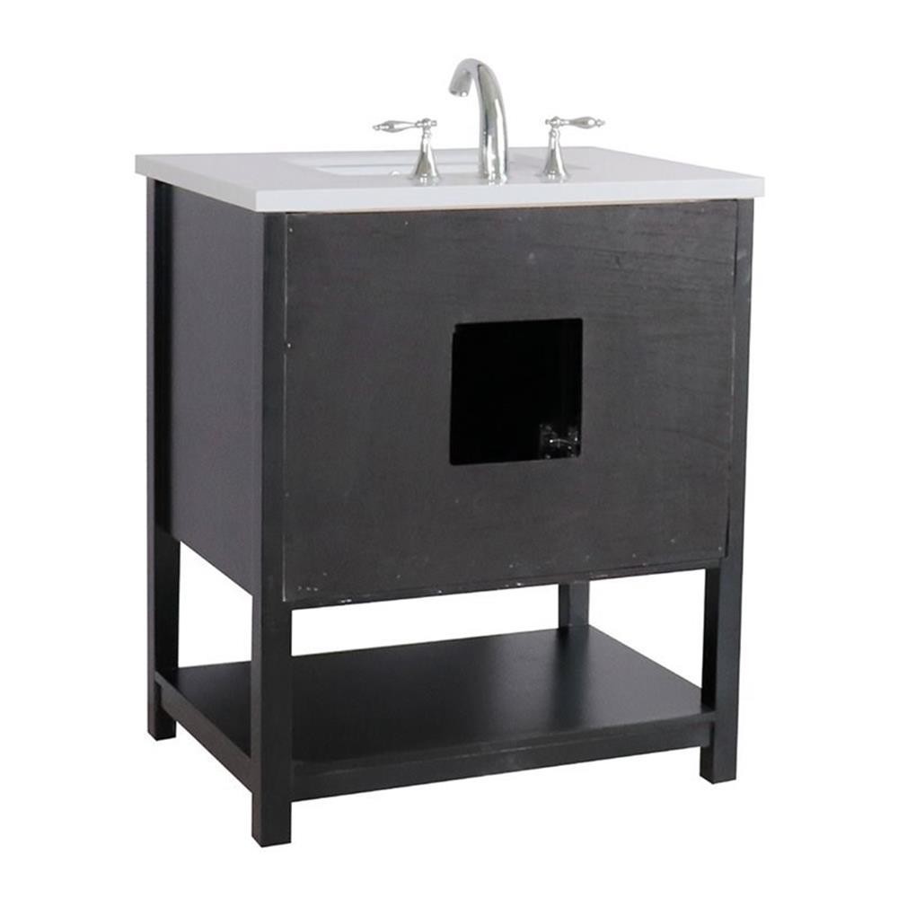 31″ 2-Door Transitional Single Sink Solid Wood Vanity in Espresso