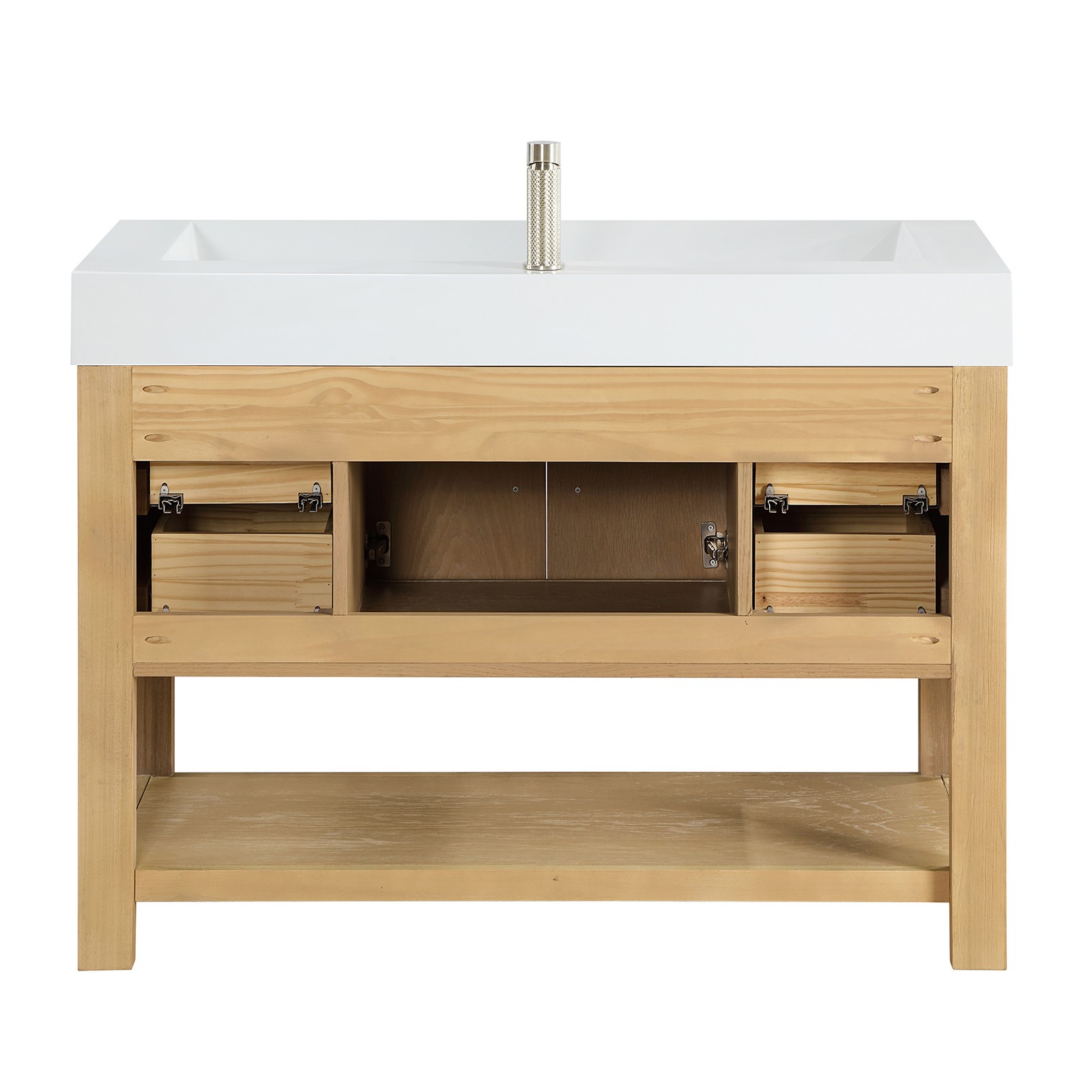 Vera 48″ Single Bath Vanity in Washed Ash Grey with White Integrated Stone Sink