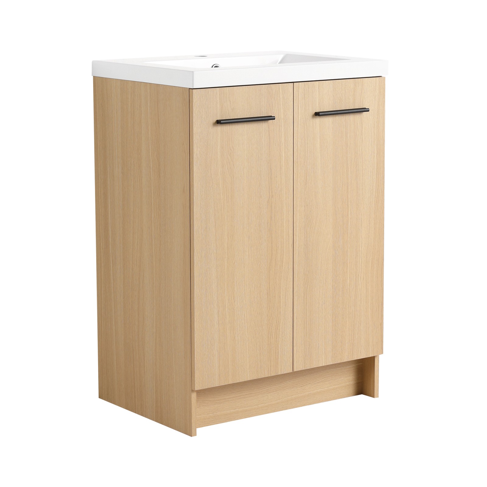 24″ Freestanding Bathroom Vanity with Resin Sink, Light Oak