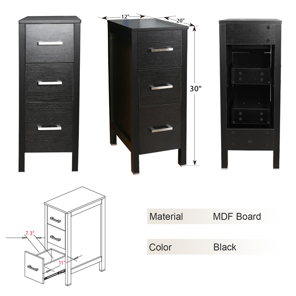 72″ Bathroom Vanity Black Set Mirror 2 Side Cabinet Vessel Glass/Ceramic Sink