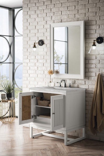 30″ James Martin Athens E645-V30-GW-3VSL Vanity Cabinet Victorian Silver Top