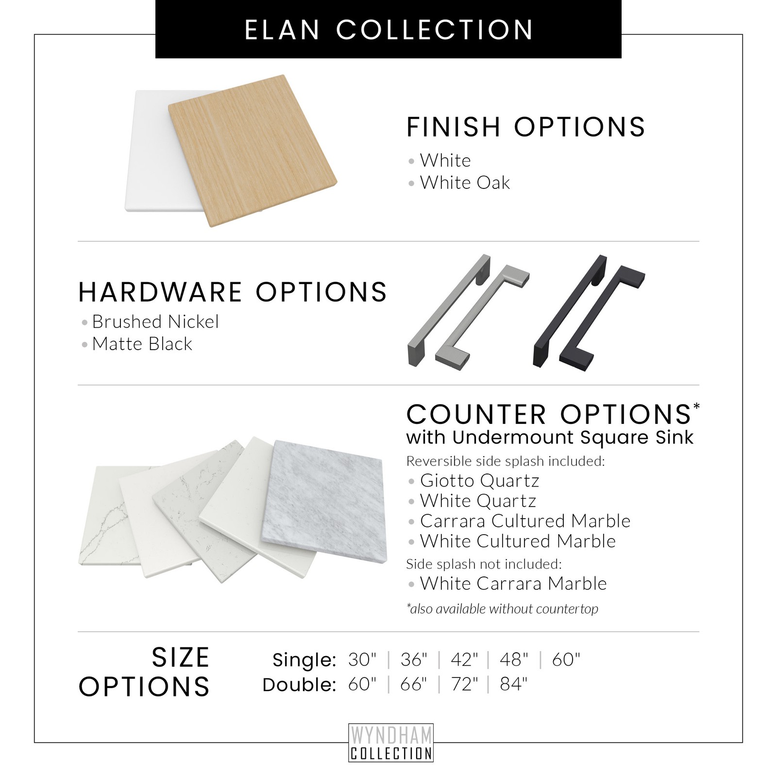 Wyndham Collection WCH717160D-VCA3-US3MXX Elan 60″ – White Oak / White Cultured