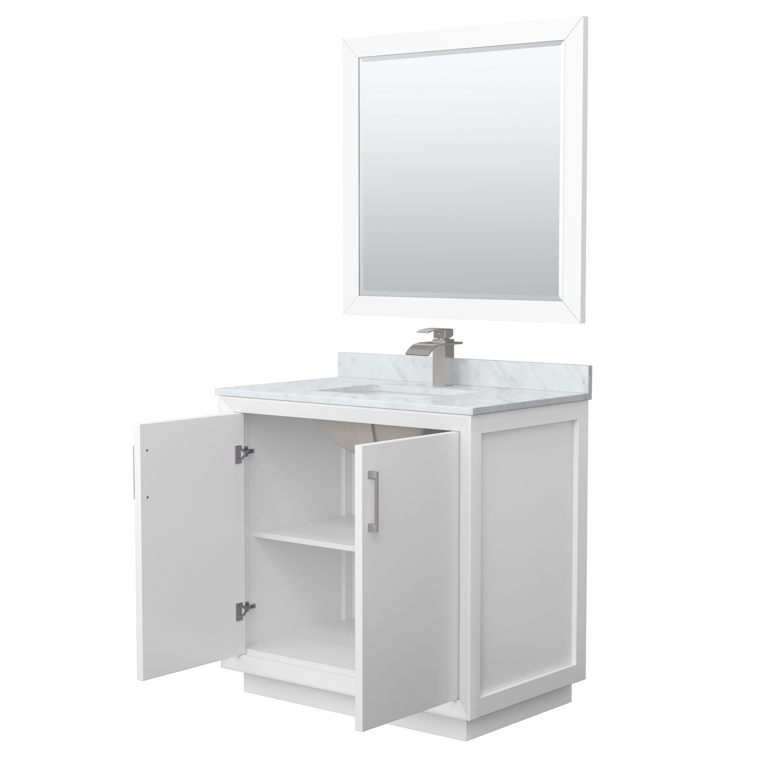 Wyndham Collection WCF414136S-NAT-UNSM34 Strada 36″ – White / Brushed Nickel