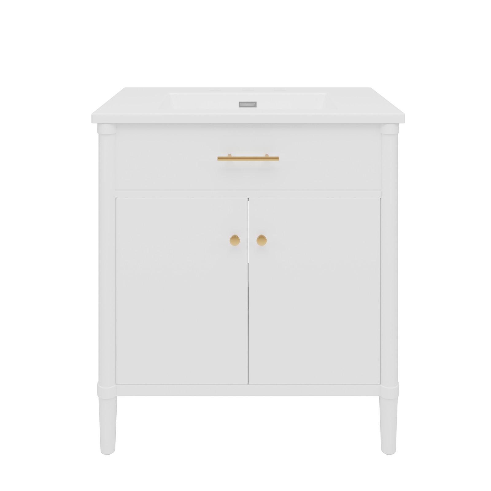 30″ Bathroom Vanity with Sink, Bathroom Cabinet with Soft Close Doors White