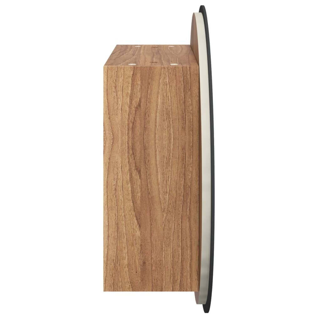 Bathroom Cabinet with Round Mirror&LED Oak 18.5″x18.5″x6.9″