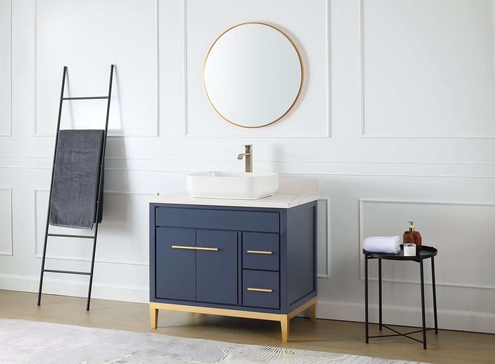 36 inch Navy Blue Beatrice Vessel Sink Bathroom Vanity – 9936NB-36U