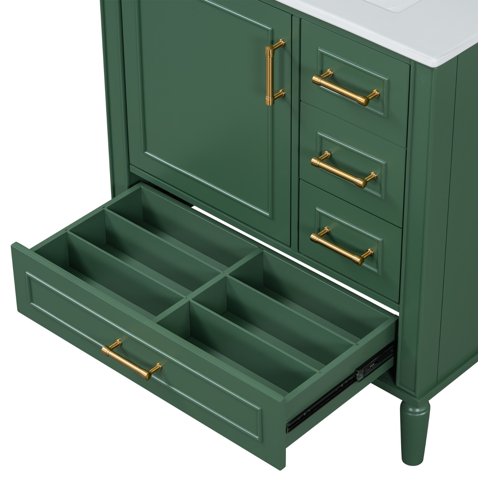 30″Green Floor Standing Single Sink Bathroom Vanity Cabinet Three Drawers Storag