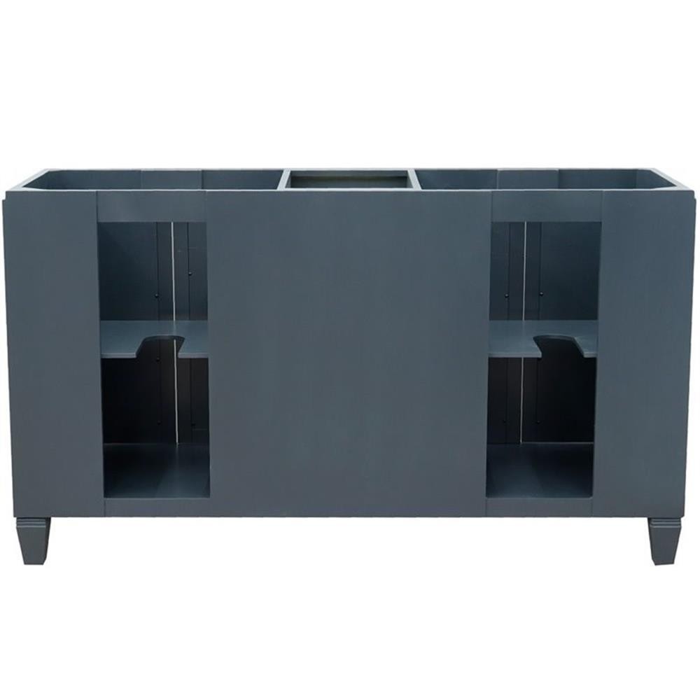 Pemberly Row 61″ Solid Wood Double Oval Sink Vanity in Dark Gray/White Carrara