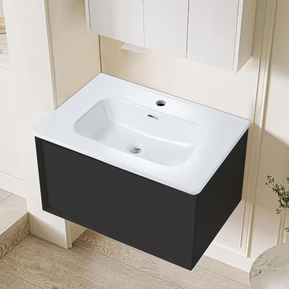 30 In. Drop-In Rectangular Bathroom Sink in Gloss White Ceramic Vanity Top