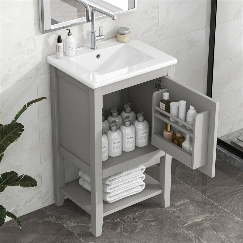 20″ Bathroom Vanity with Sink Door Open Shelf Rack Freestanding Storage Cabinet