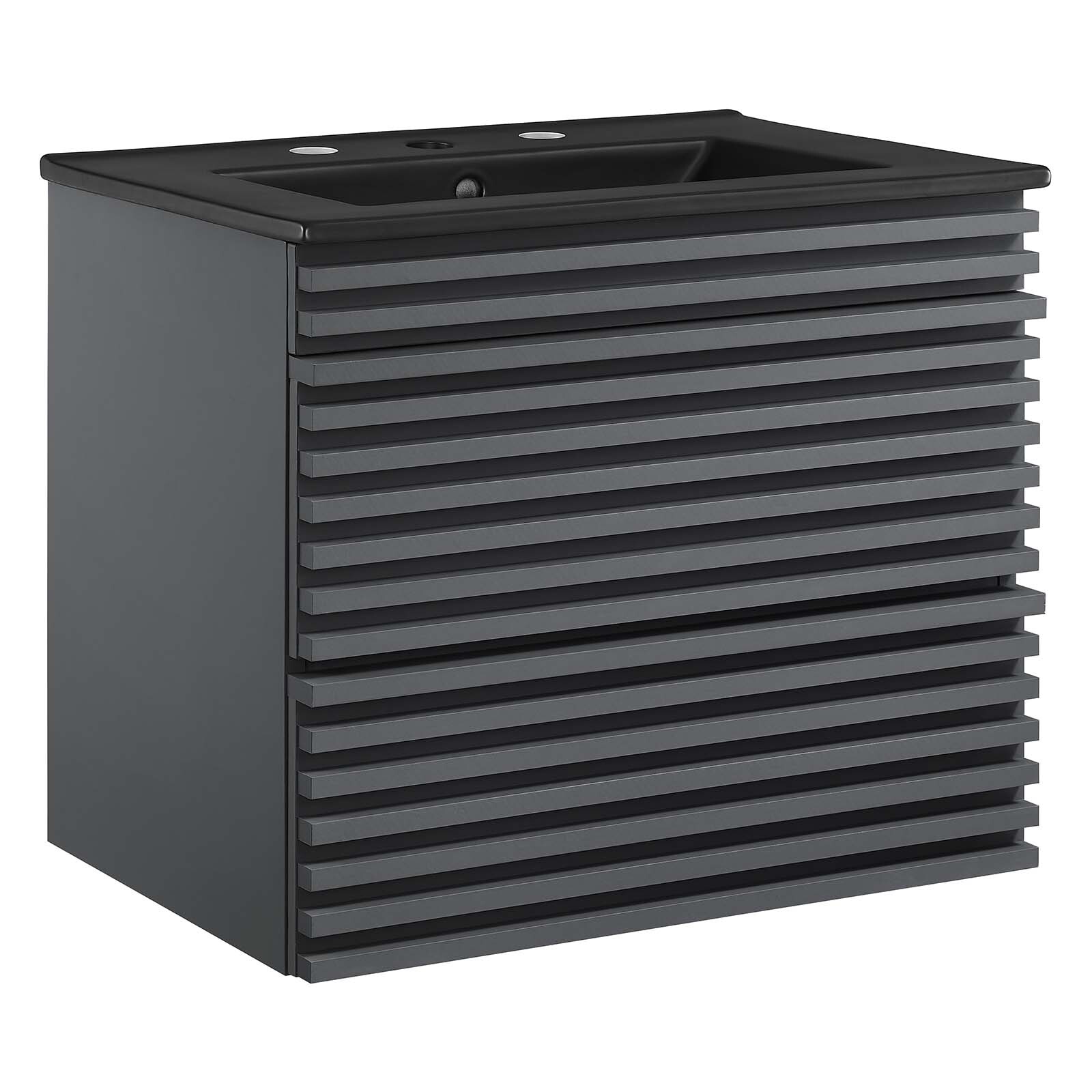 Modway Render 24″ Wall-Mount Bathroom Vanity in Gray Black