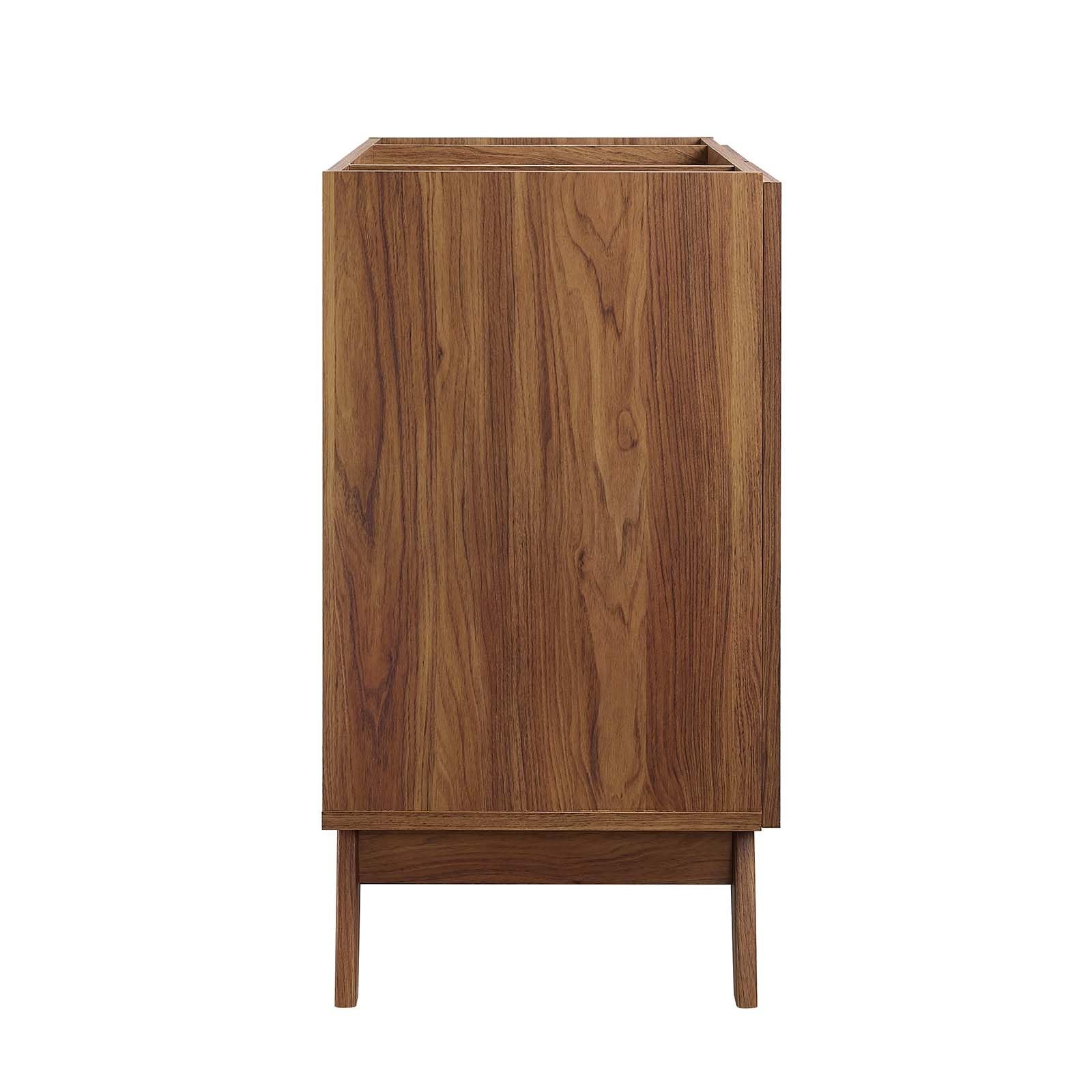 Modway Soma 36″ Modern Wood Bathroom Vanity Cabinet with Rattan Door in Walnut