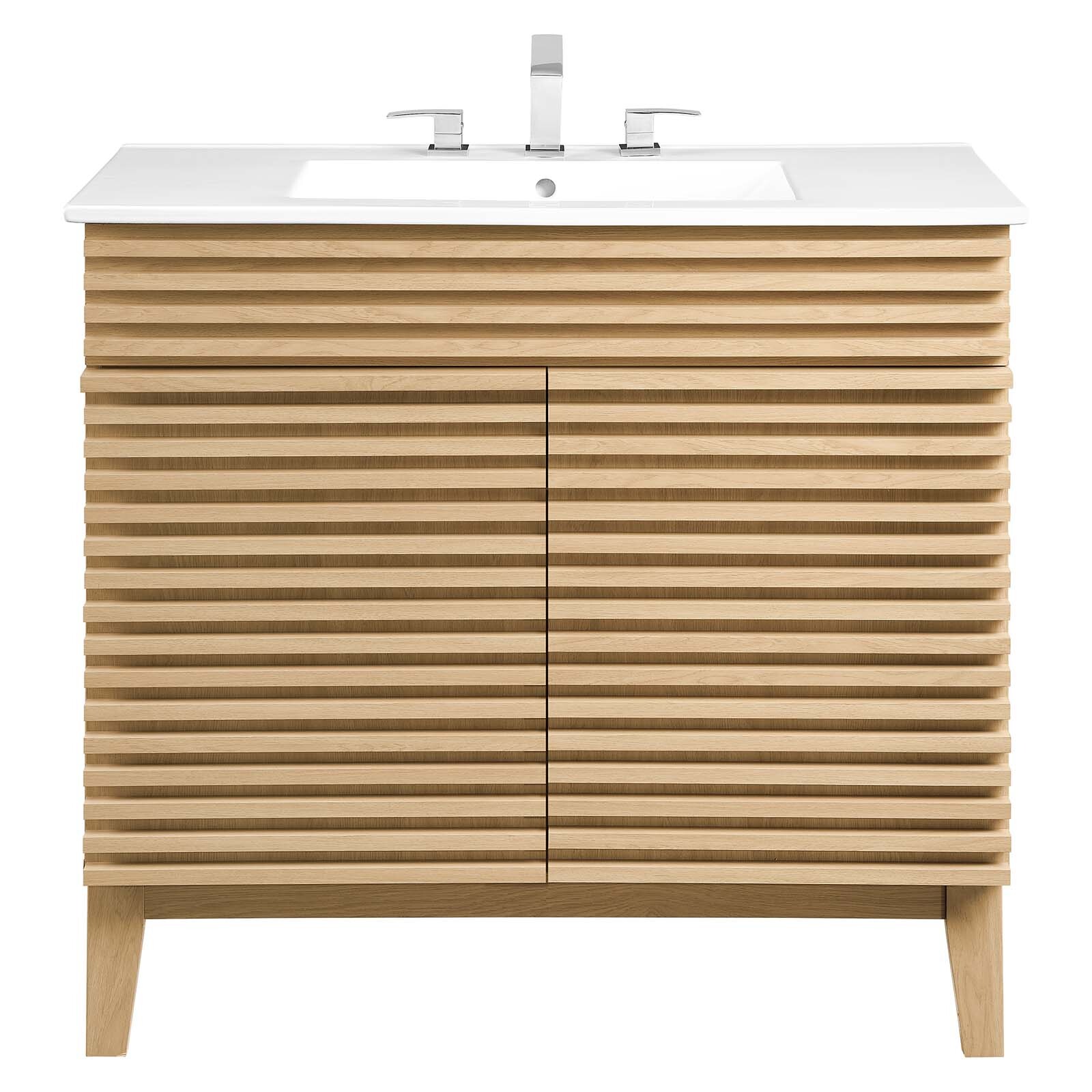 Modway Render 36″ Bathroom Vanity in Oak White
