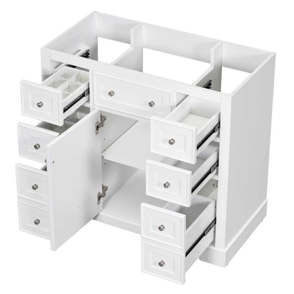 36″ Bathroom Vanity without Sink, Cabinet Base Only, One Cabinet and Six Drawers
