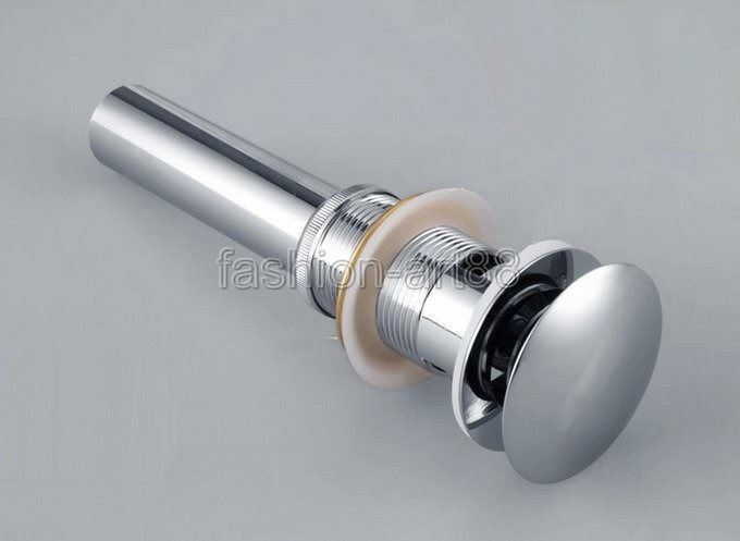 Chrome Large Round Cap Pop Up Bathroom Vessel Sink Drain With Overflow fsd019