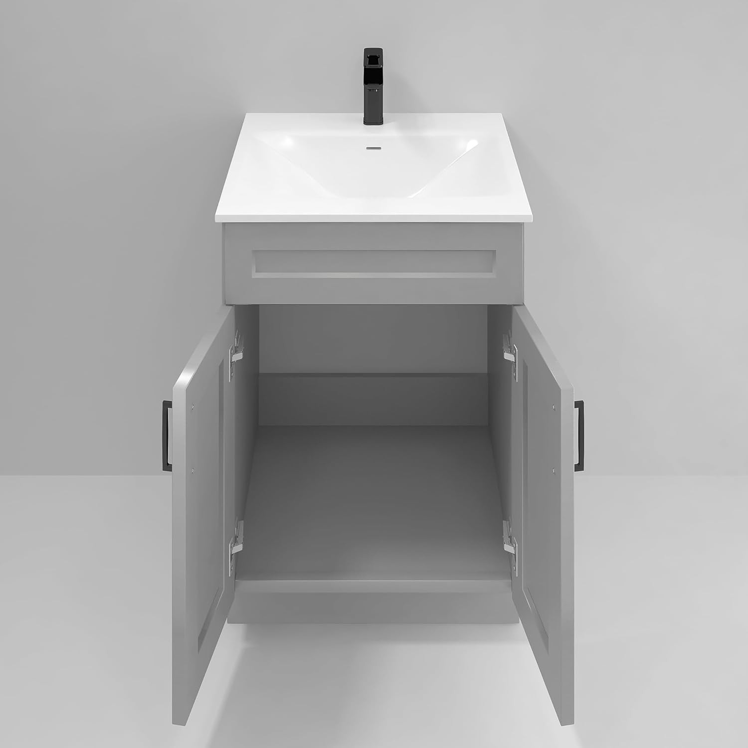 Light Grey 24″ Shaker Bathroom Vanity Sink Base – Ready to Assemble