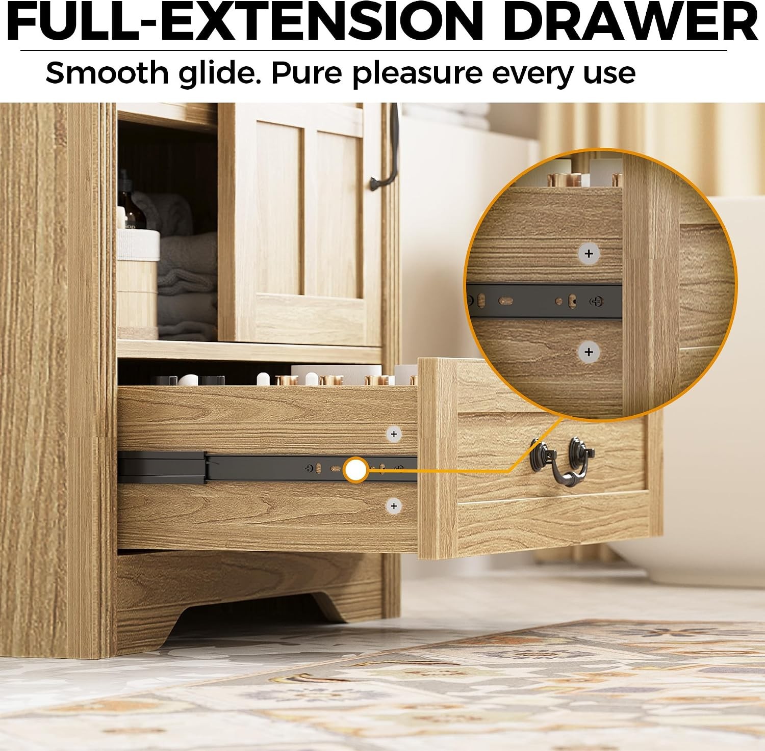 Bathroom Vanity with Sink, 30 Inch Bathroom Sink Cabinet with Drawers & Metal