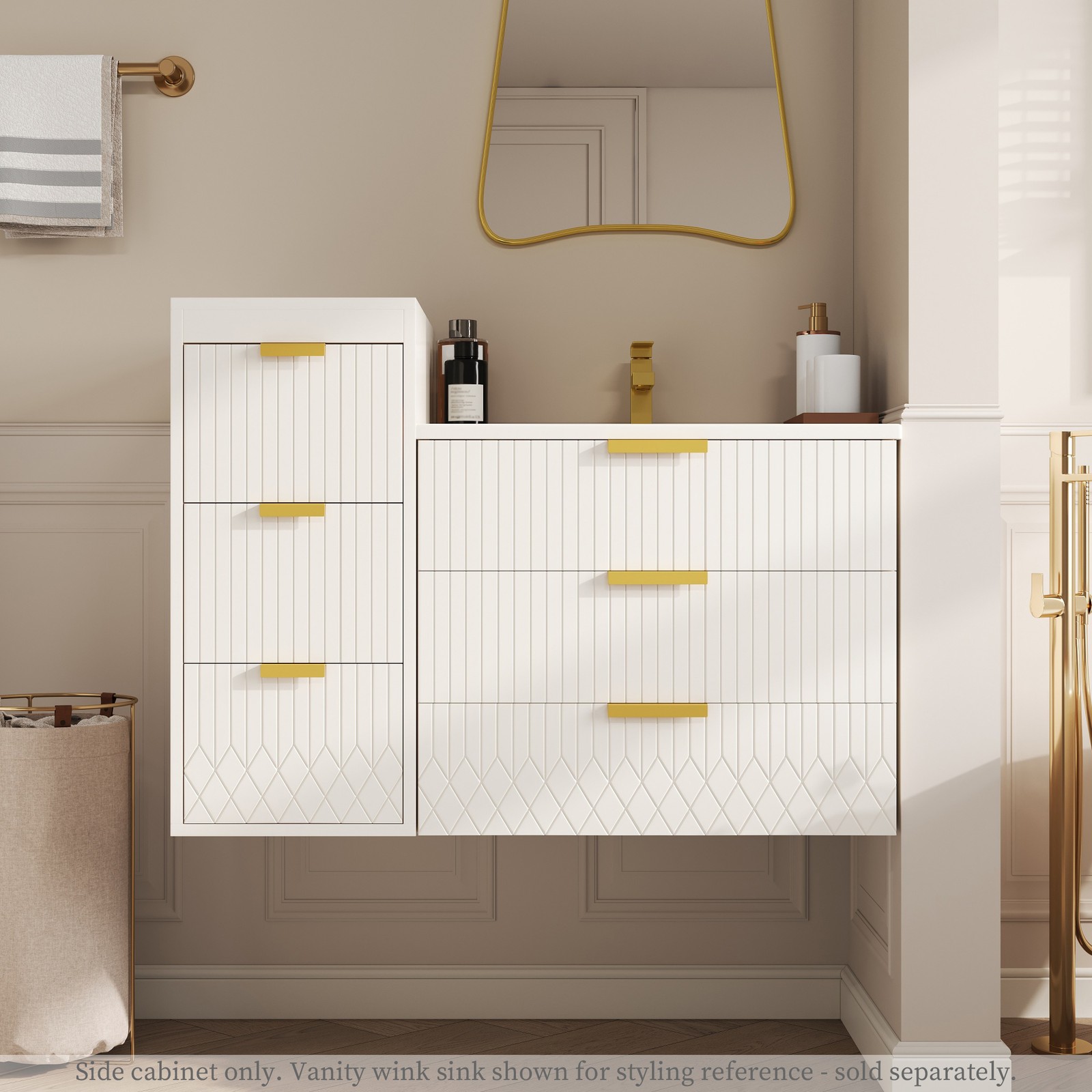 Wall Mounted Floating Cabinet 12″ with Drawers for Bathroom Living Room