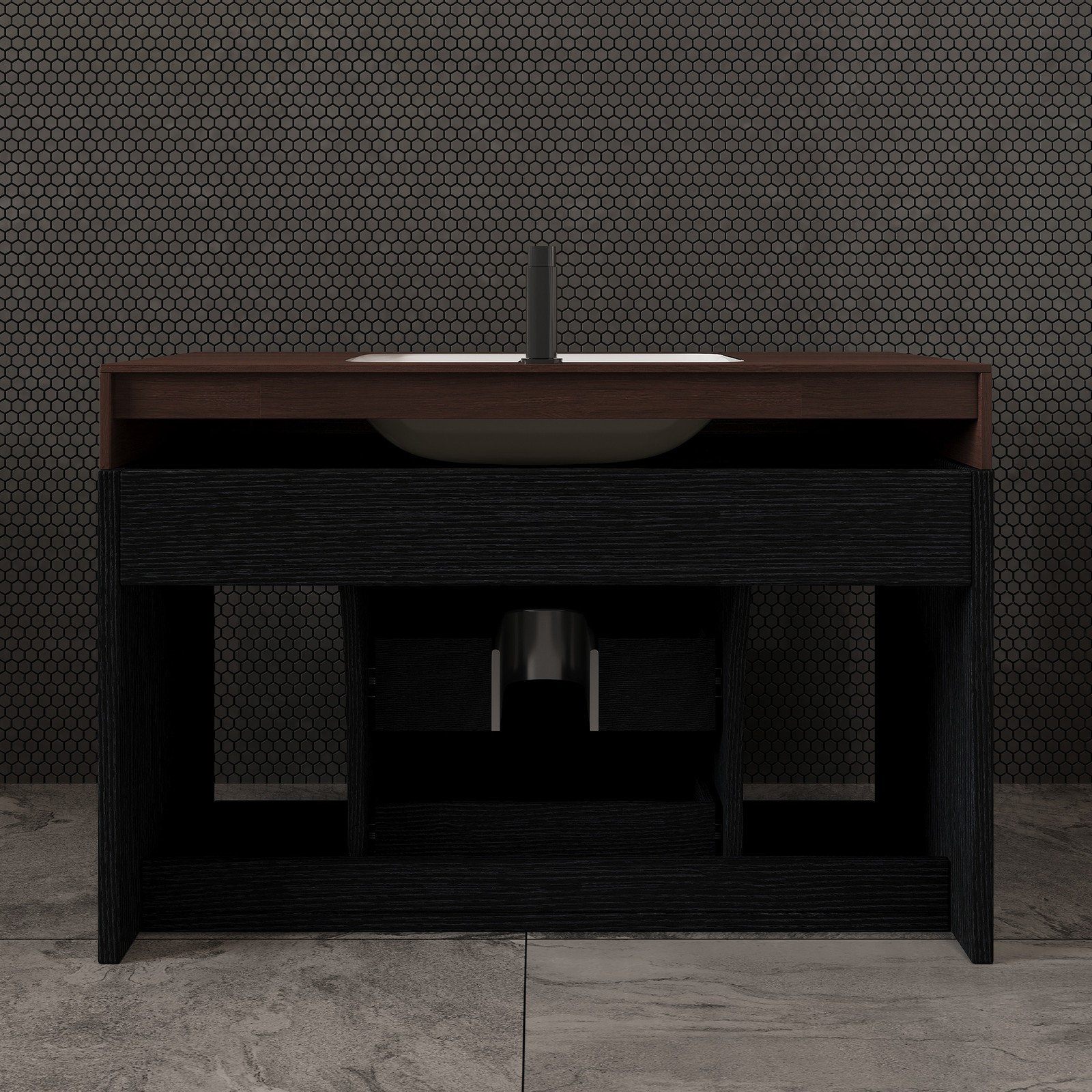 29.9″ Floating Bathroom Vanity with Sintered Stone Top & Ceramic Sink