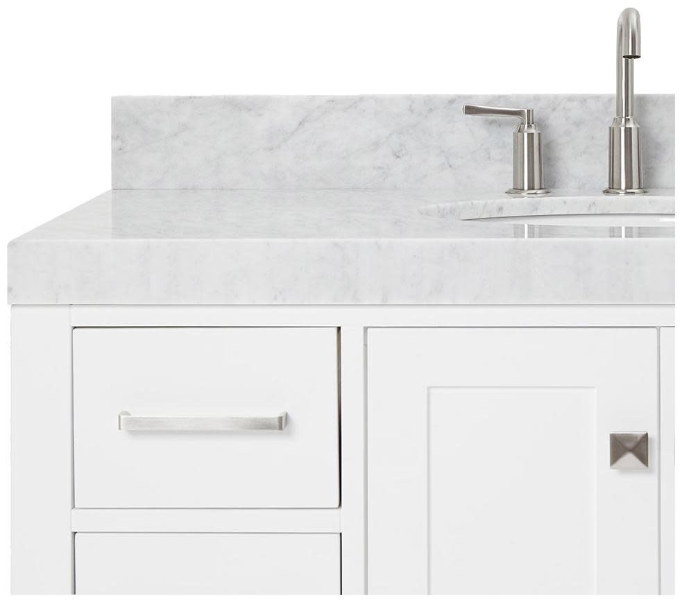 Ariel A042SCW5OVO Cambridge 43″ – White / Italian Carrara Marble Top / Brushed