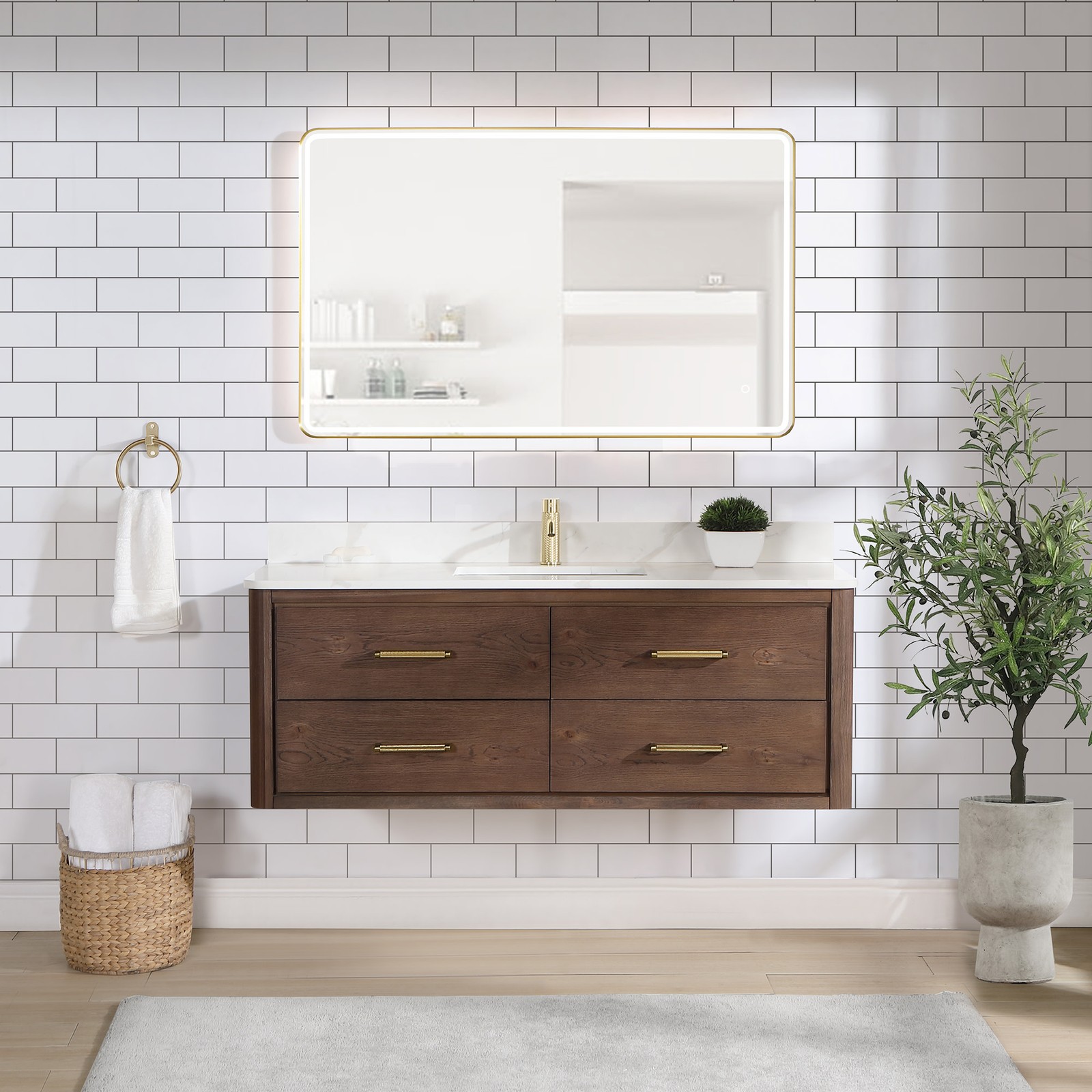 Miseno MV-706655 Cristo 54″ Wall Mounted Single Basin Vanity Set – Aged Dark