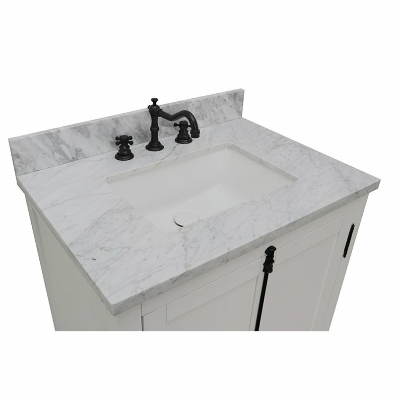 Plantation Solid Wood Rectangle Sink Vanity in Glacier Ash/White Carrara
