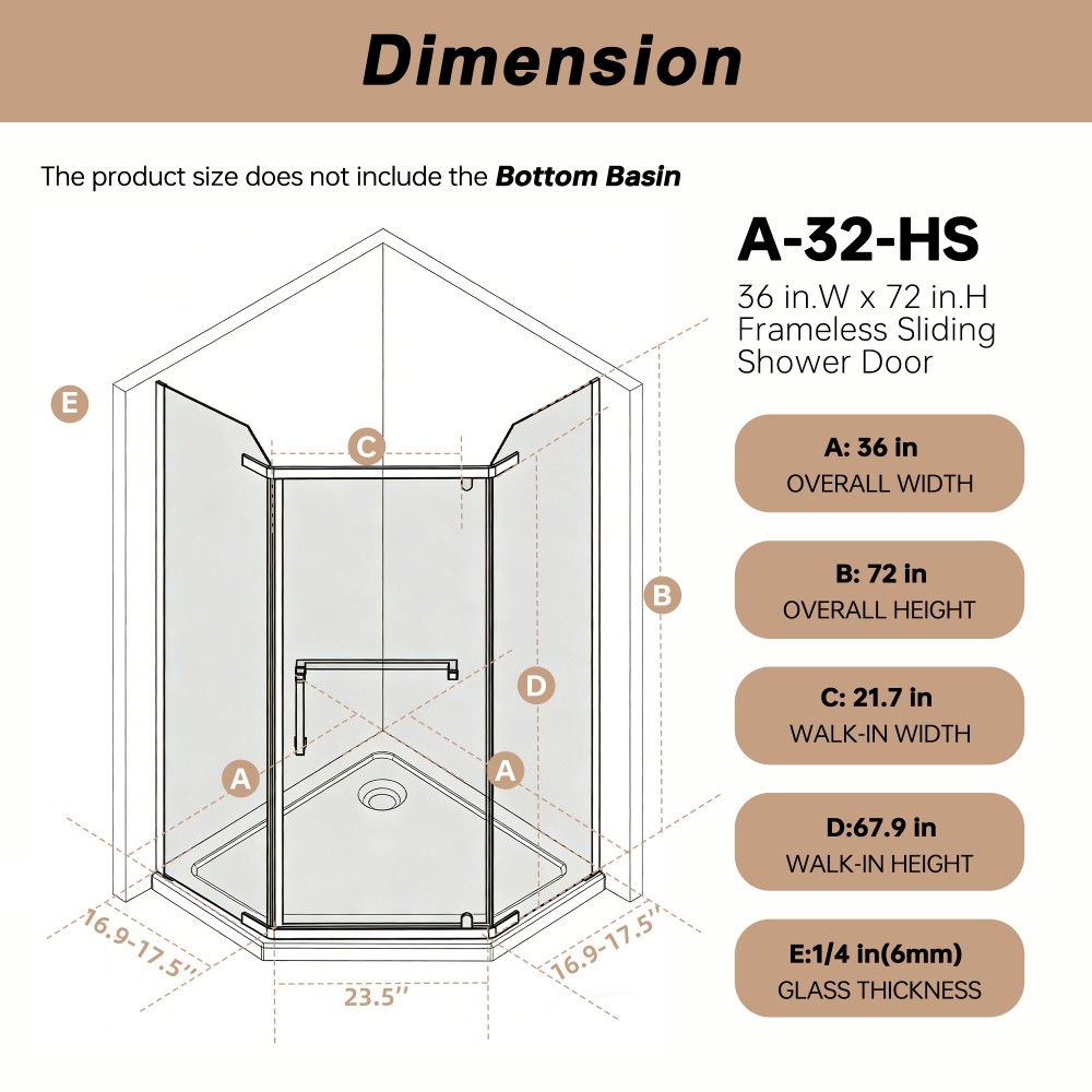 Neo Angle Shower Door Frameless Pivot 6mm Tempered Glass Matte Black