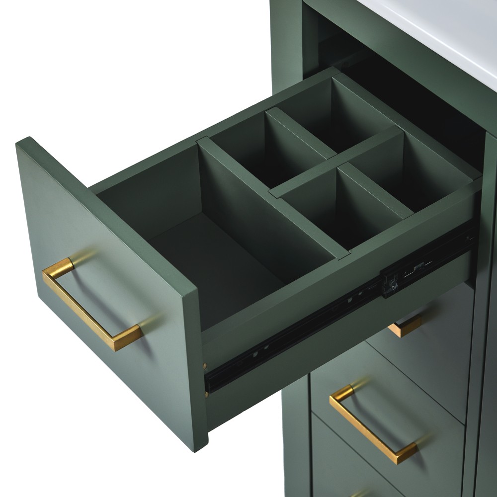 30” Bathroom Vanity with Ceramic Sink Combo,Solid Wood Frame Bathroom Storage