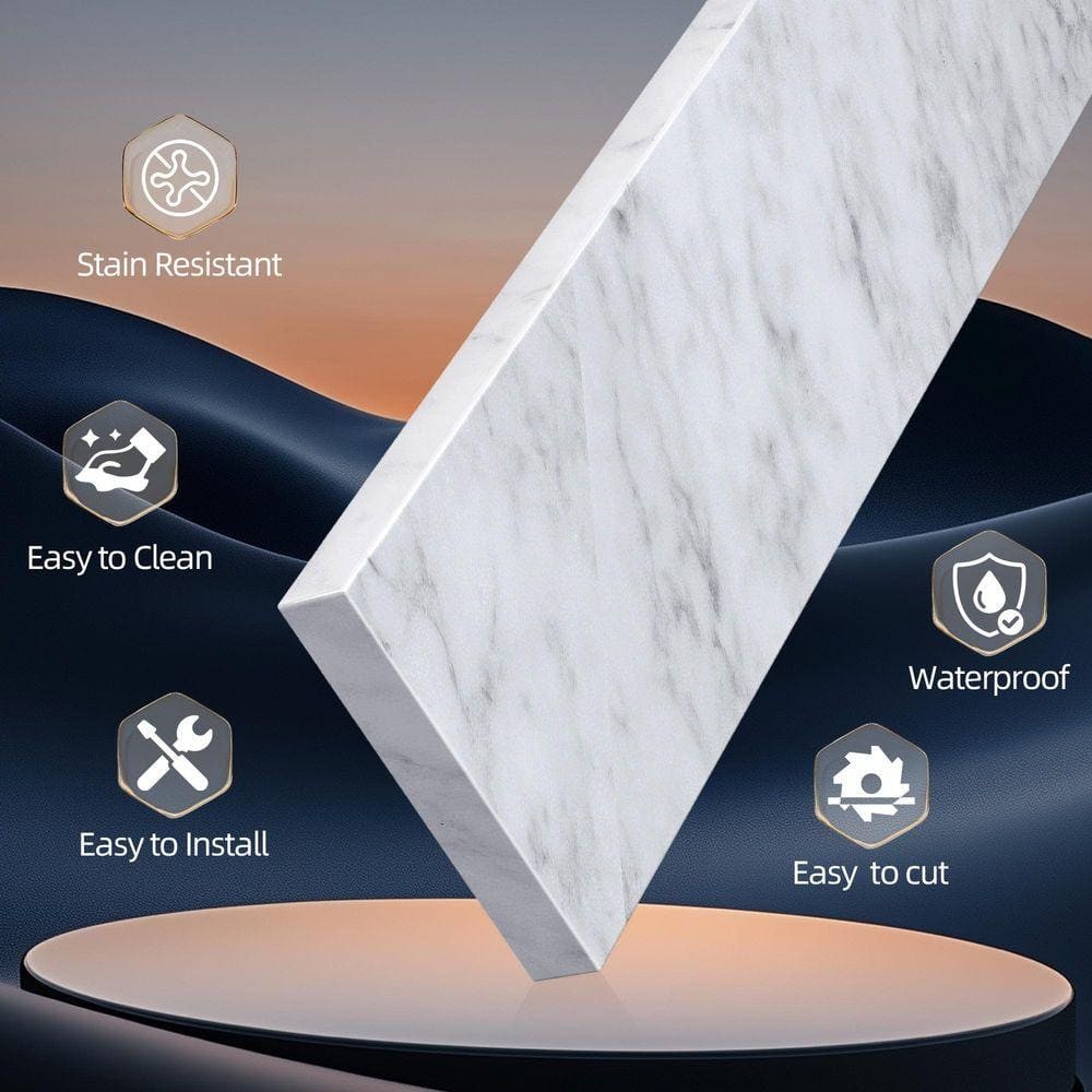 NTQ 43″ W Real Marble Vanity Backsplash Carrara White