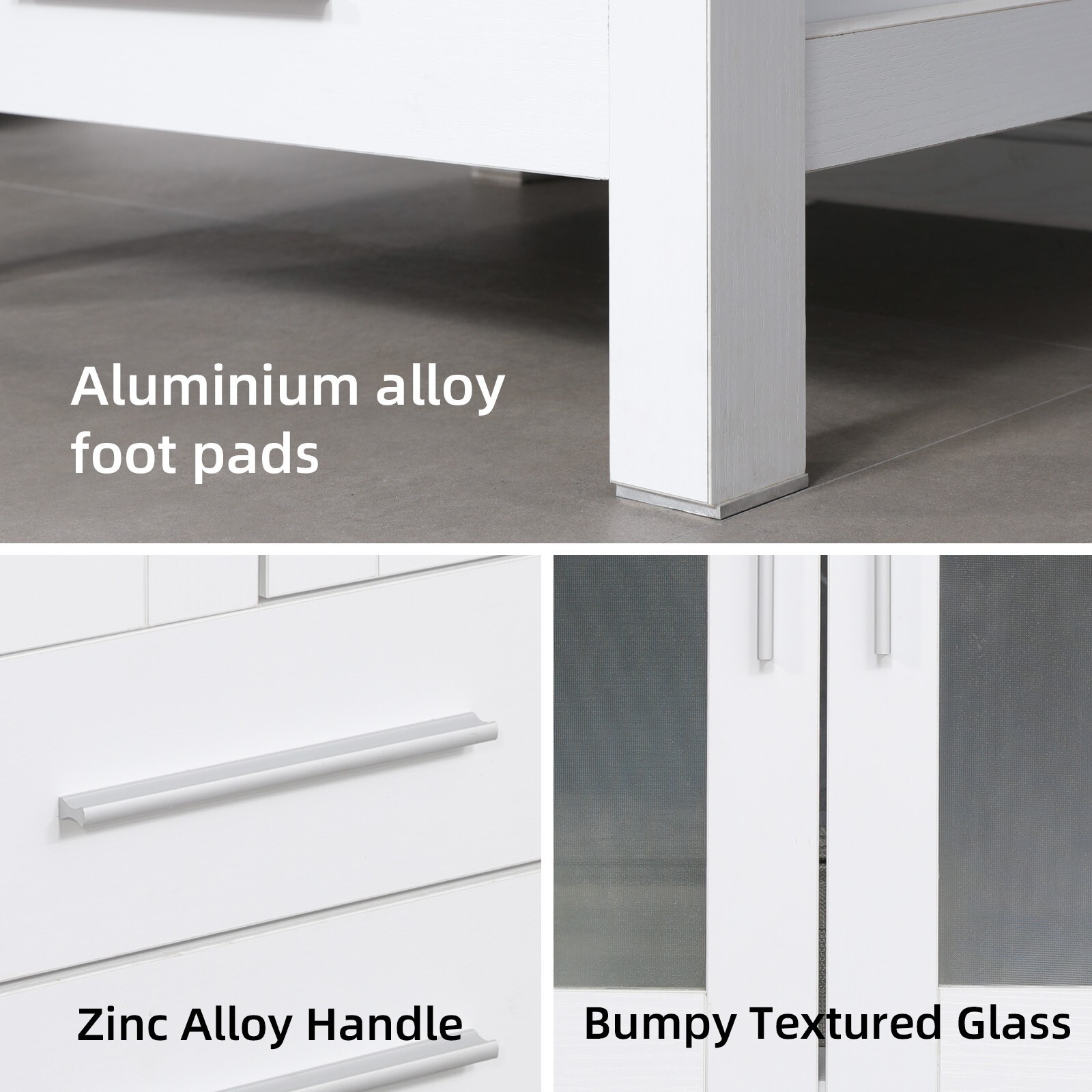 24 In White Bathroom Vanity Cabinet Set Vessel Glass Sink Faucet Combo No Mirror