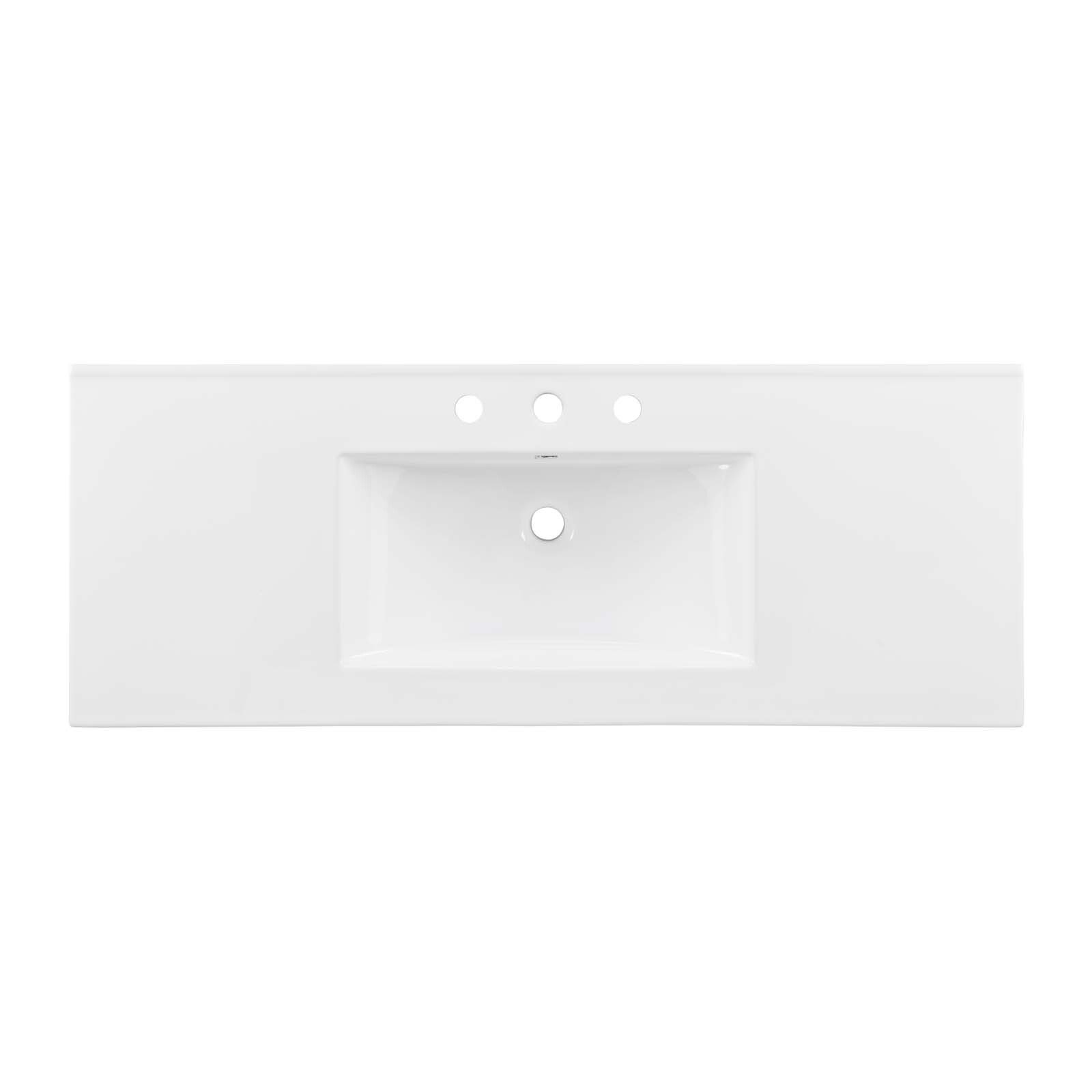 Modway Cayman Modern 48″ Bathroom Sink in White With Rectangular Basin