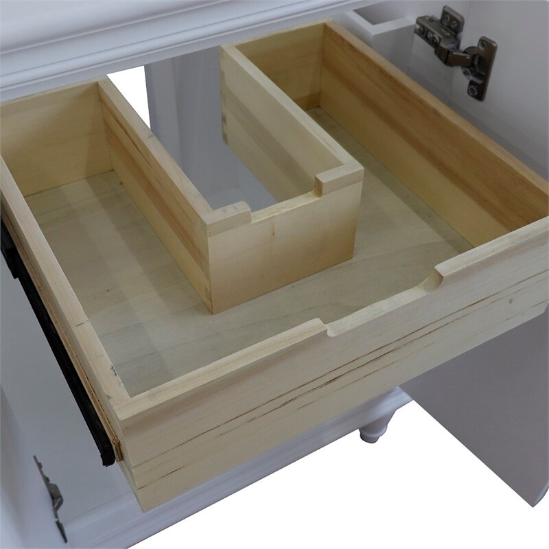 25 in. Single Wooden Vanity White with White Carrara Oval Sink