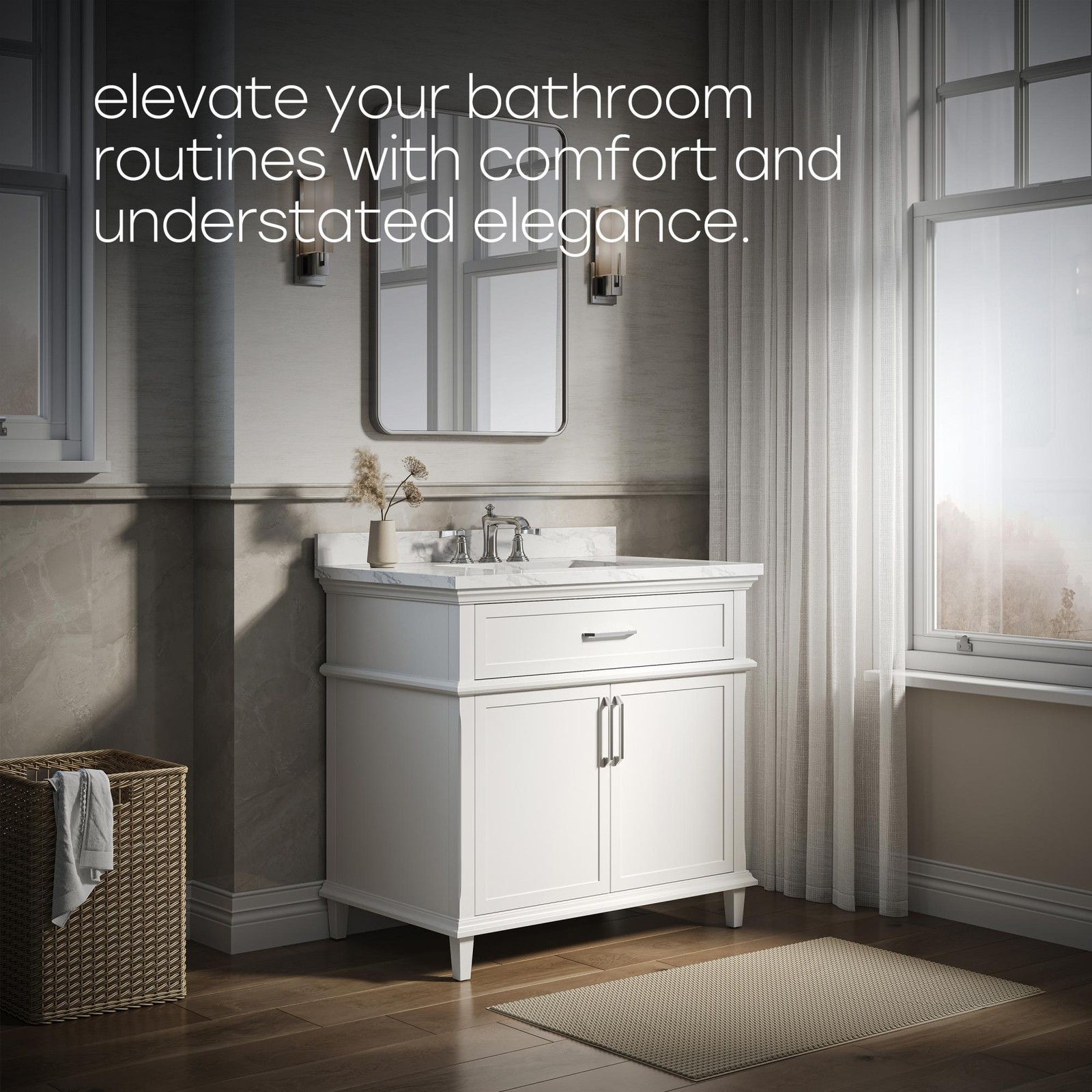 HOROW 36 Inch Bathroom Vanity with Sink, Free Standing Single Basin Vanity Set