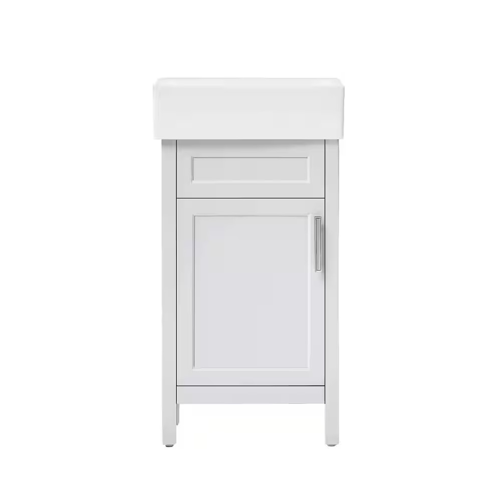 Arvesen 18 In. Single Sink Compact Bath Vanity in White with White Ceramic Top