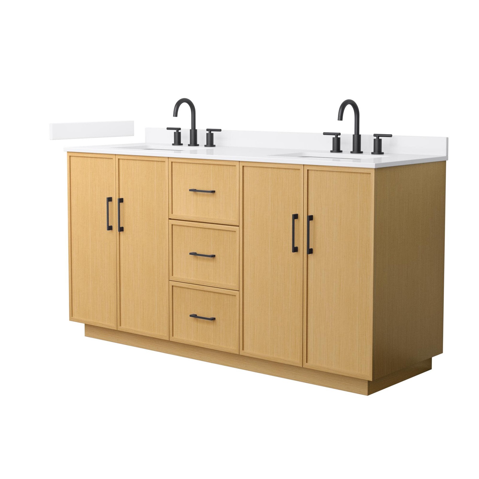 Wyndham Collection WCH7474-66D-QTZ-US3MXX Elan TK 66″ – Light Oak / White Quartz