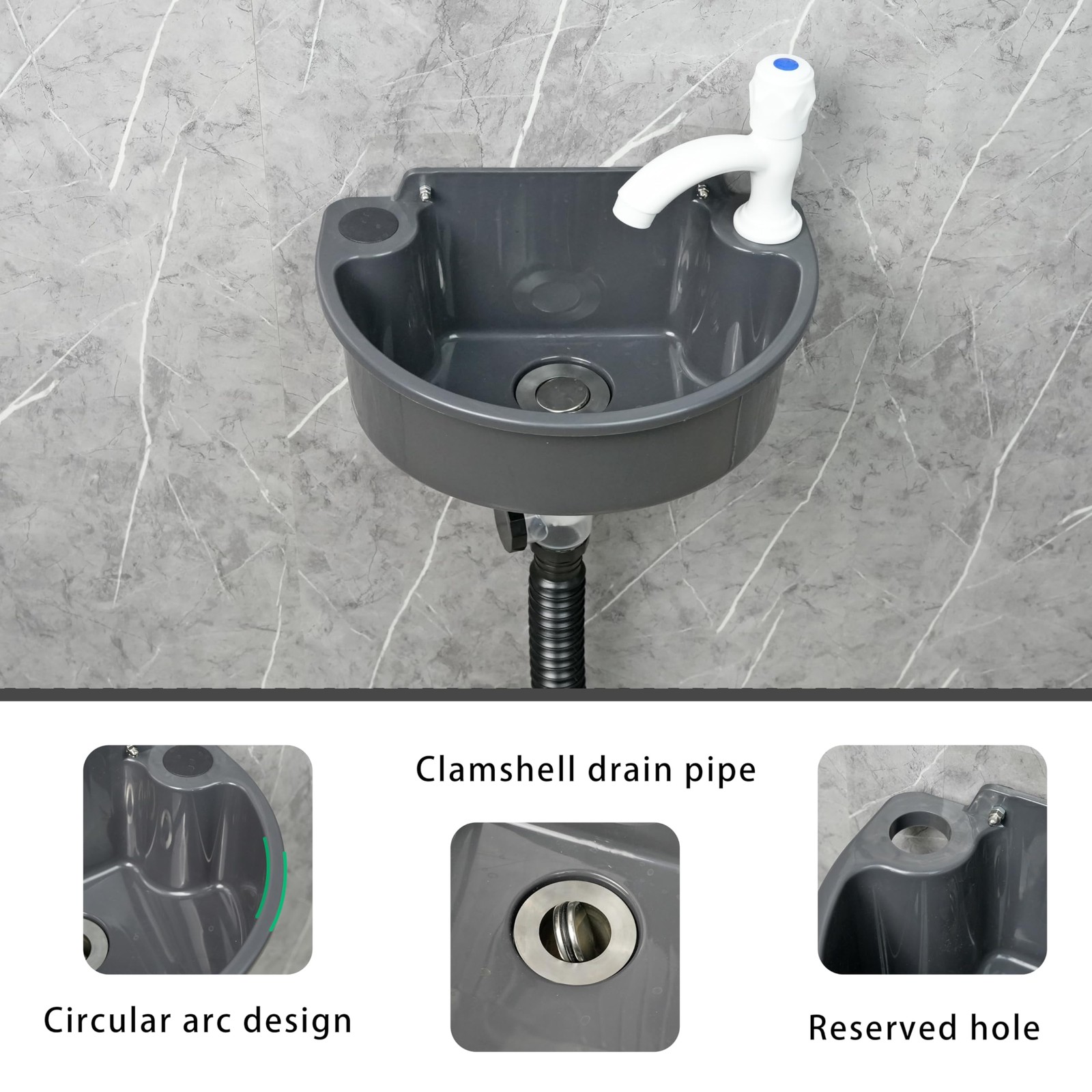 Shawoo Small Bathroom Sink Wall Mount Bathroom Sink Wash Basin No-Drill