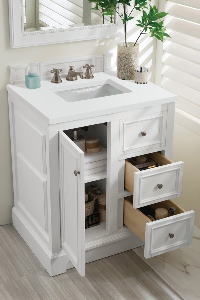 36″ James Martin De Soto 825-V36-BW-3WZ Vanity Cabinet White Zeus Silestone Top