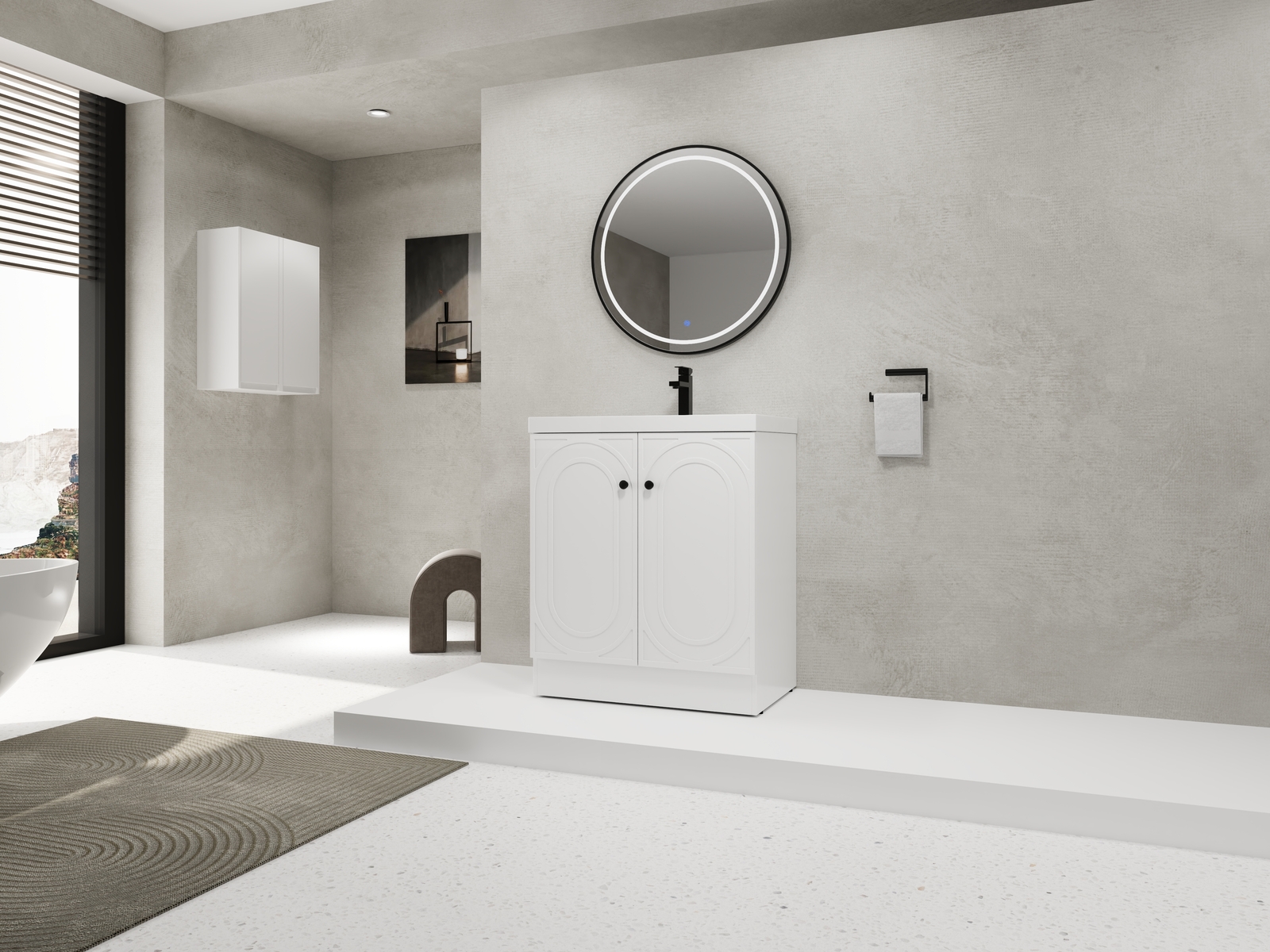 30″ Modern Freestanding Bathroom Vanity Cabinet With Undermount Resin Sink Basin