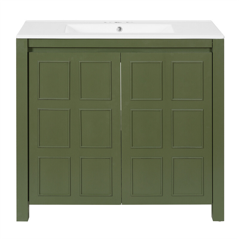 36″ Retro Wood Bathroom Vanity Cabinet with Sink Combo Set and Soft Closing Door