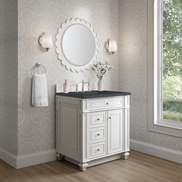 30″ James Martin Bristol157-V30-BW-3CSP Vanity Cabinet Charcoal Soapstone Top