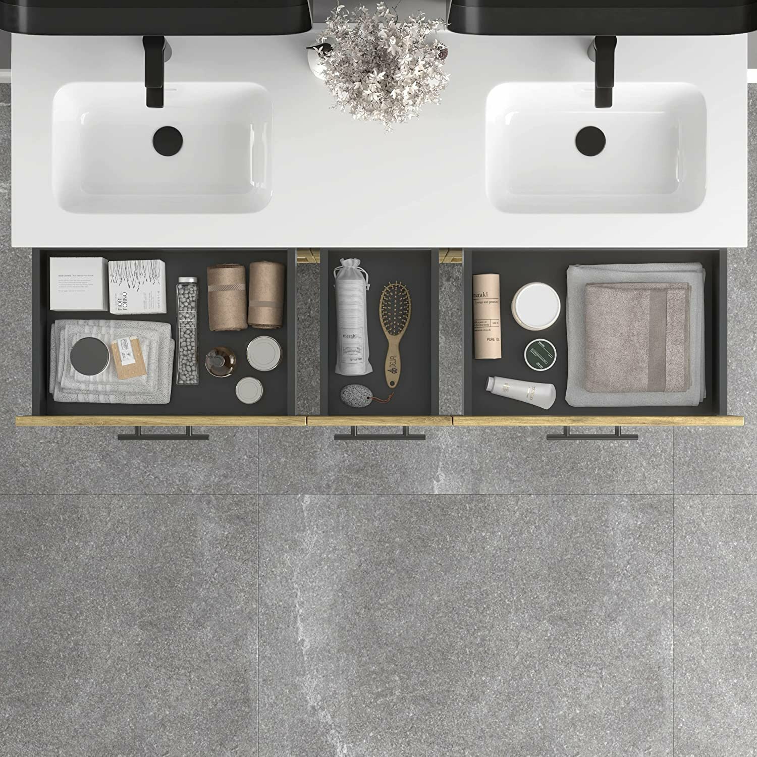 Georgia 60″ Vanity Base Cabinet | Ginger Wood | 60 X 33,5 X 21,5 in