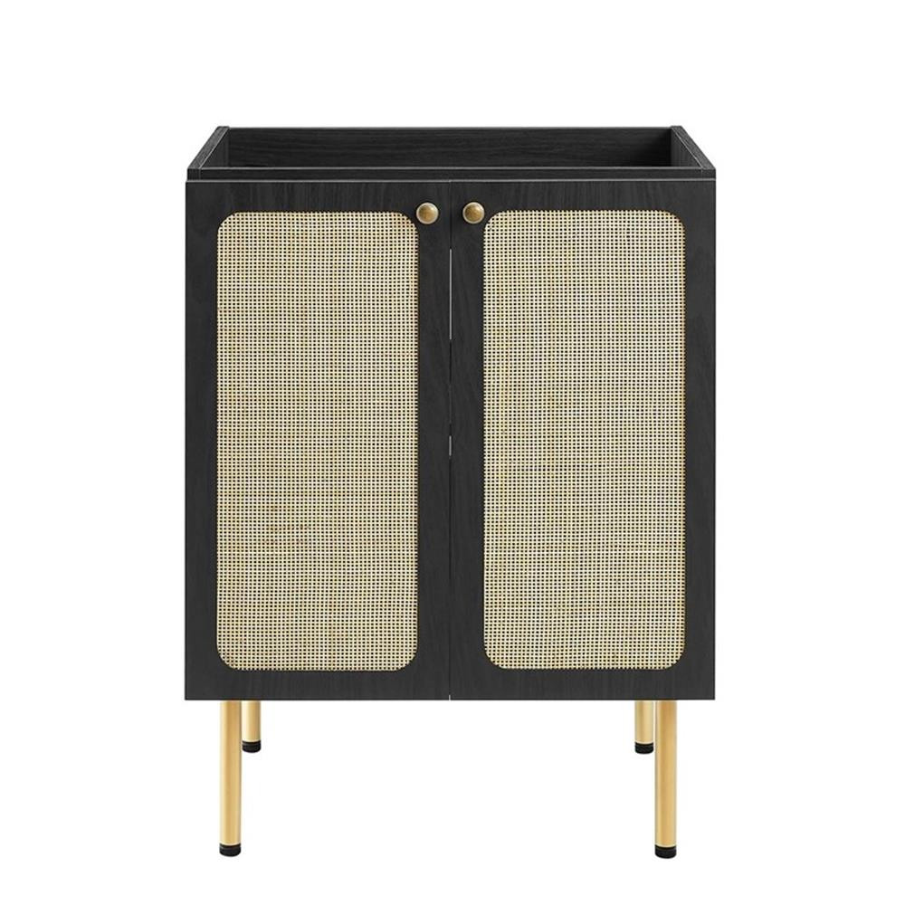 Modway Chaucer 24″ Wood & Rattan Bathroom Vanity in Black/White