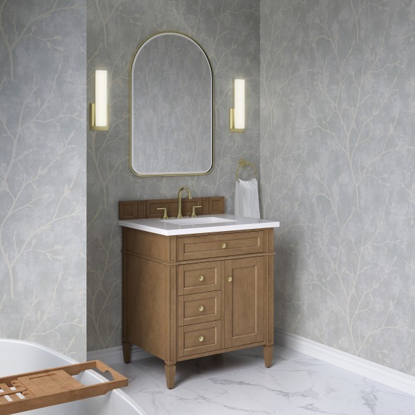 30″James Martin Brittany 655-V30-PCN-3WZ Vanity Cabinet White Zeus Silestone Top