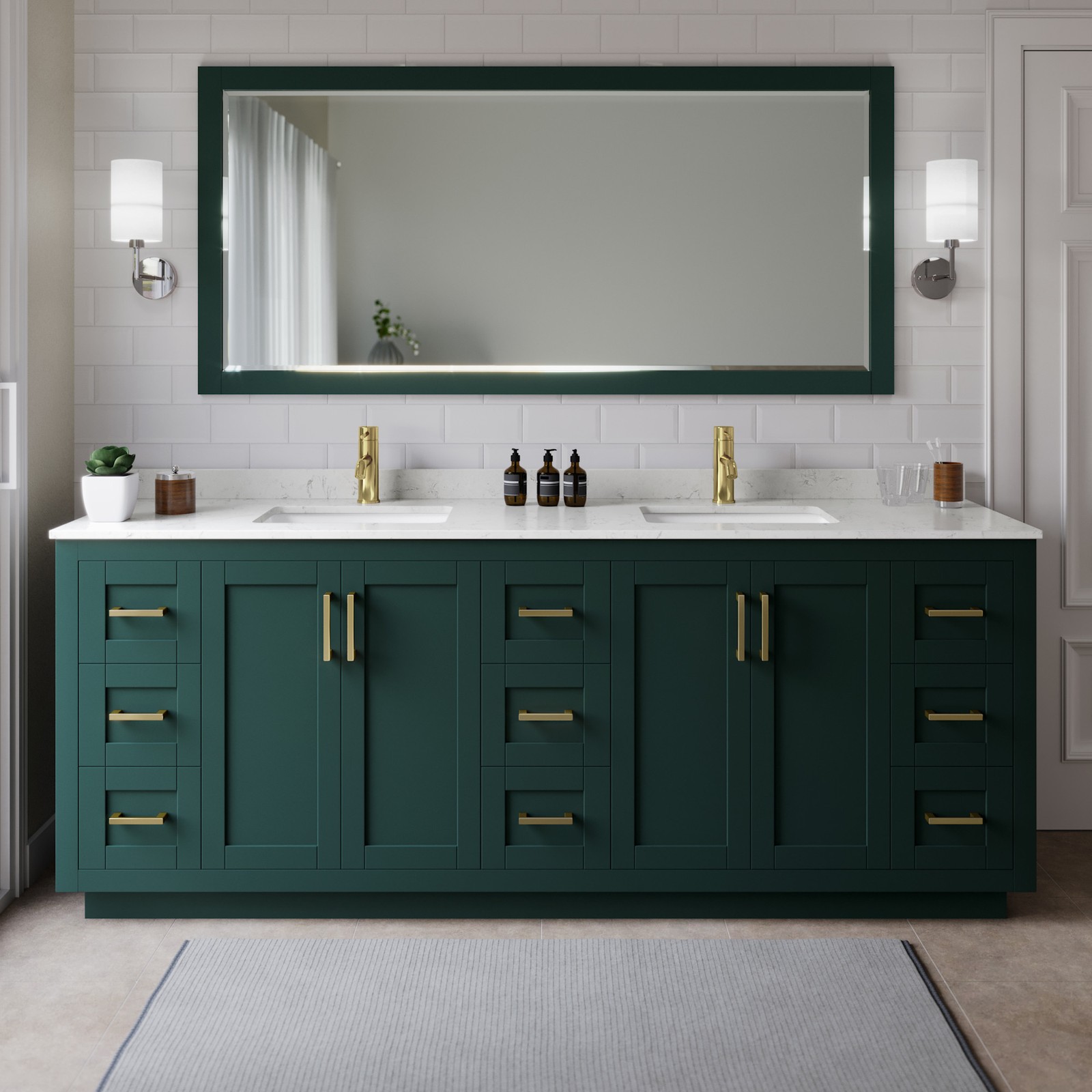Wyndham Collection WCF2929-84D-VCA-M70 Miranda 84″ – Green / Carrara Cultured