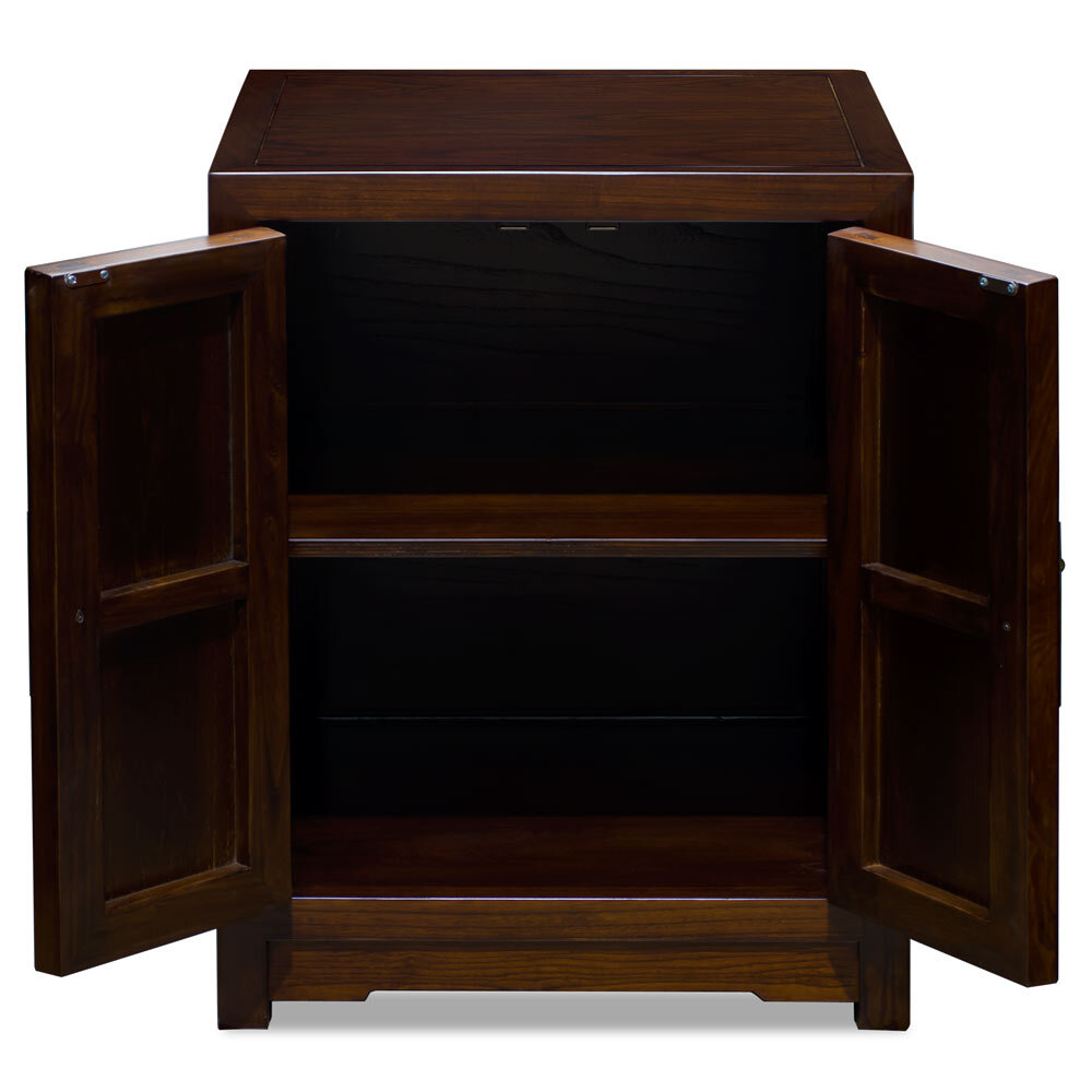 US Seller – Dark Espresso Elmwood Small Chinese Ming Vanity Cabinet