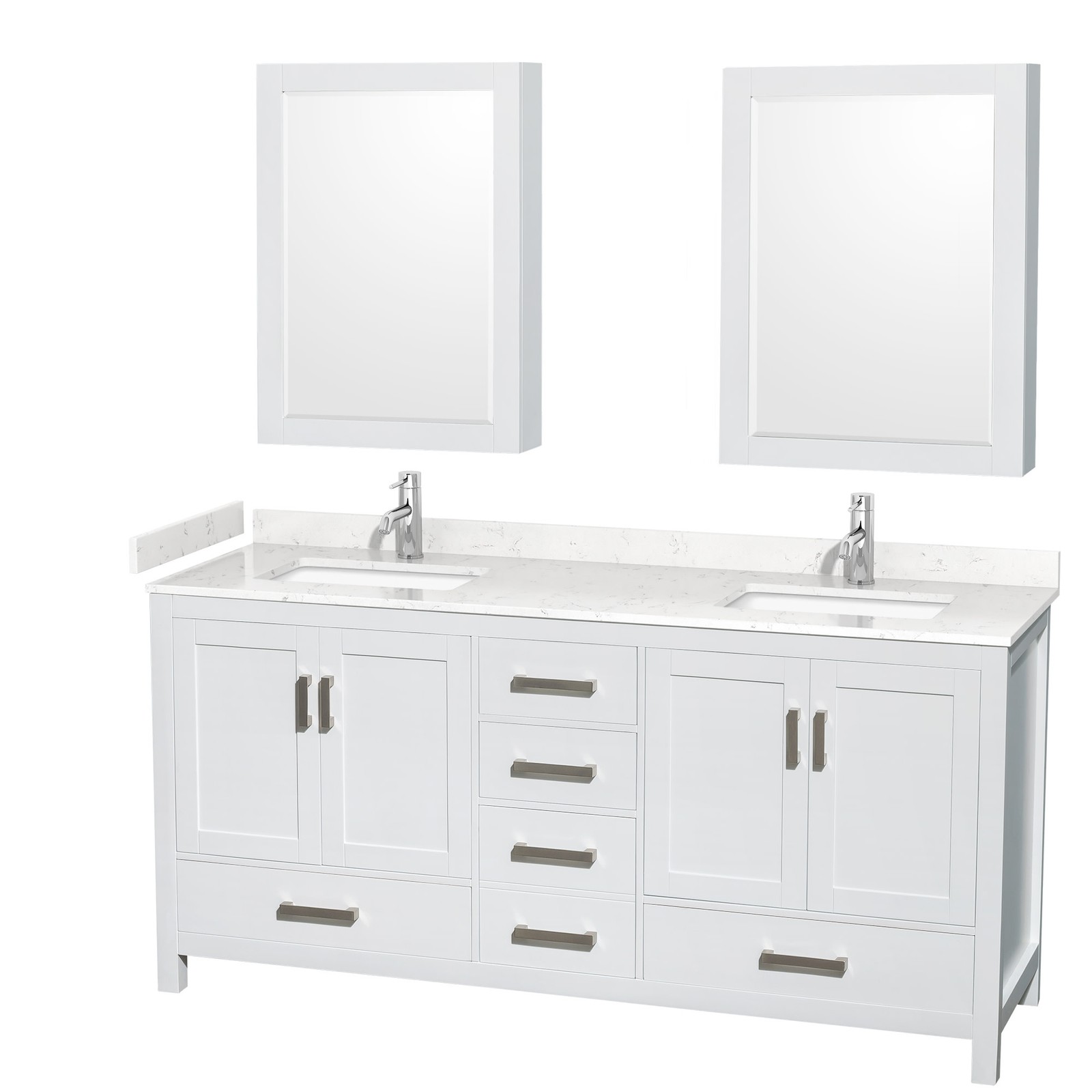 Wyndham Collection WCS141472D-VCA-MED Sheffield 72″ – White / Carrara Cultured