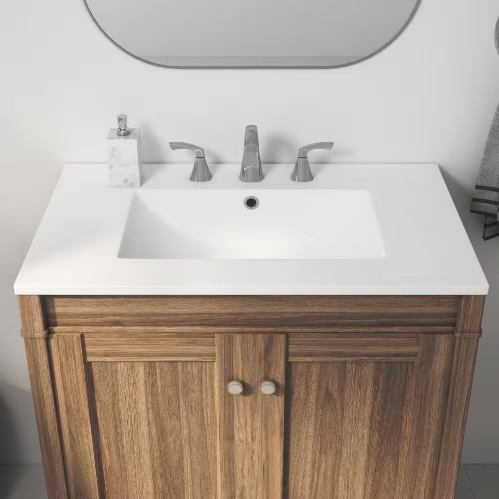 Tucson 30 In. W X 18 In. D Vitreous China Single Sink Vanity Top in White with 3