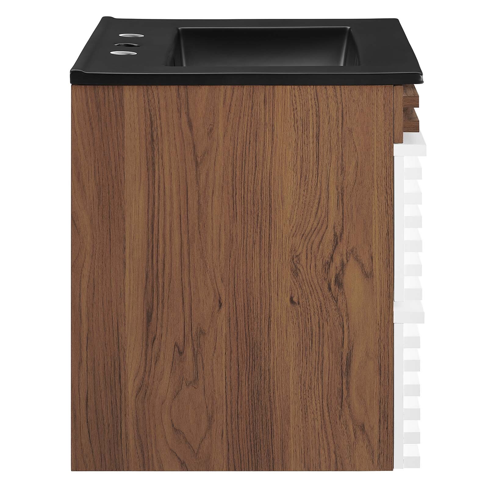 Modway Render 24″ Wall-Mount Bathroom Vanity in White Walnut Black