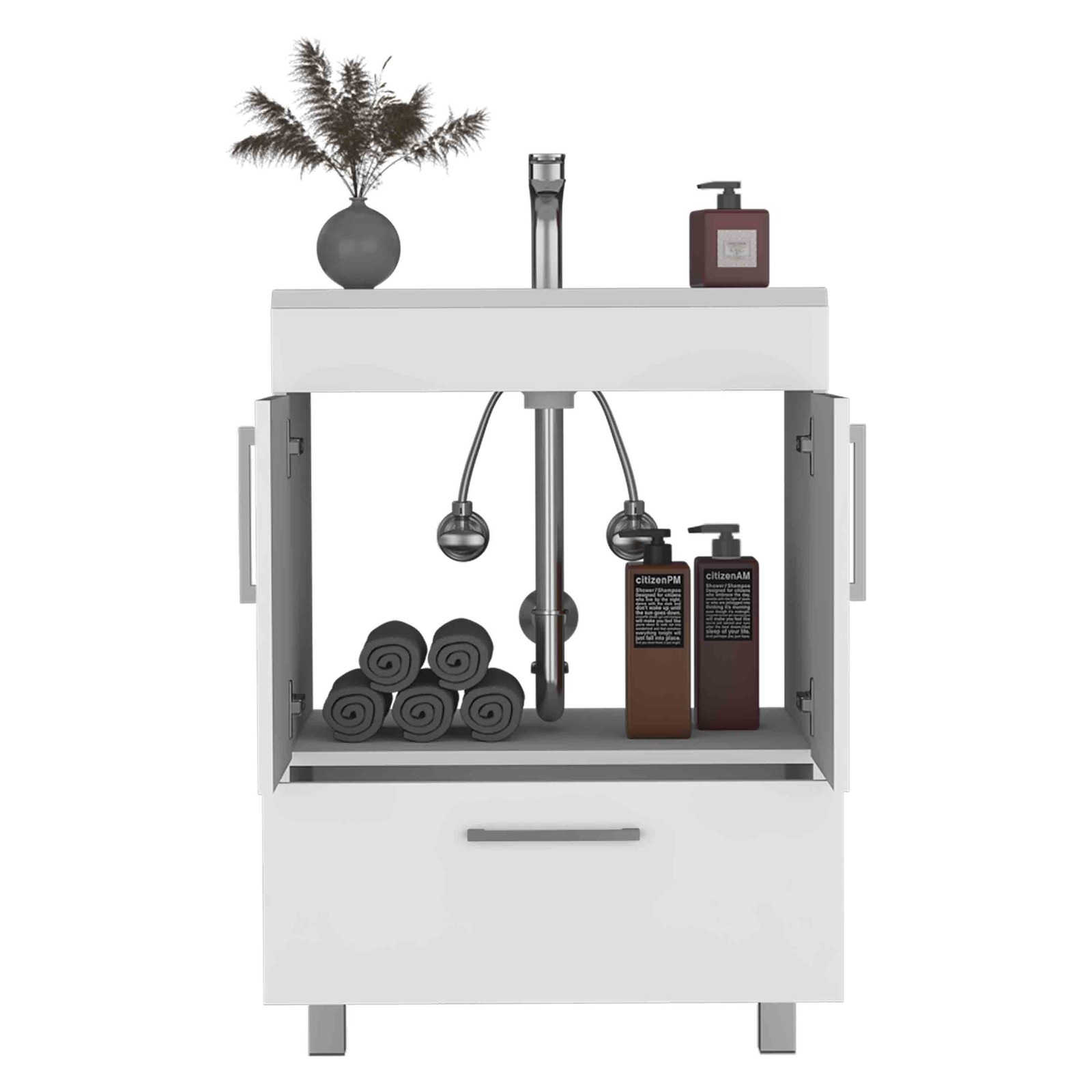 Velloc Single Bathroom Vanity Cabinet with Drawer – White