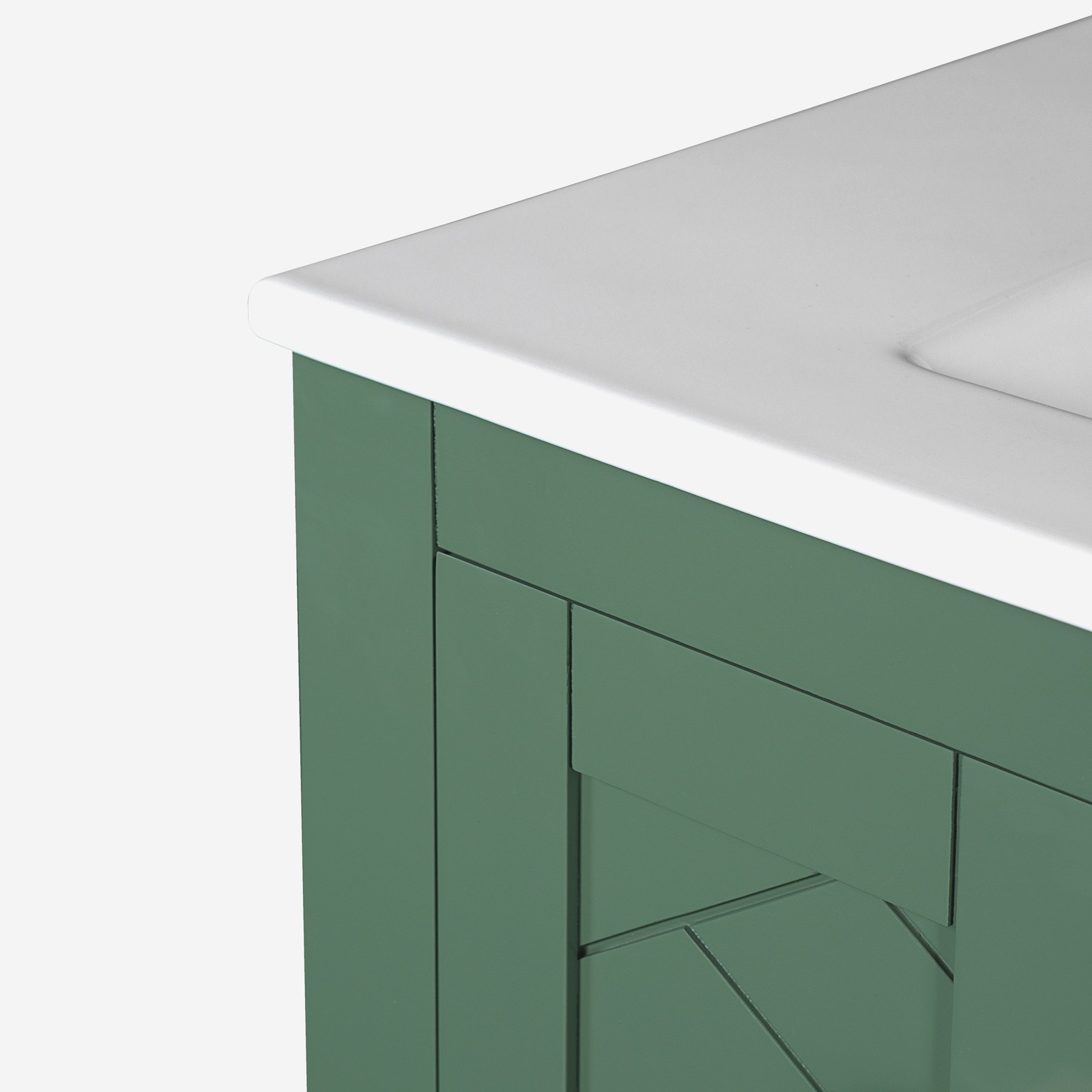 30″ Bathroom Vanity with Ceramic Sink, Solid Wood Frame, 3 Drawers